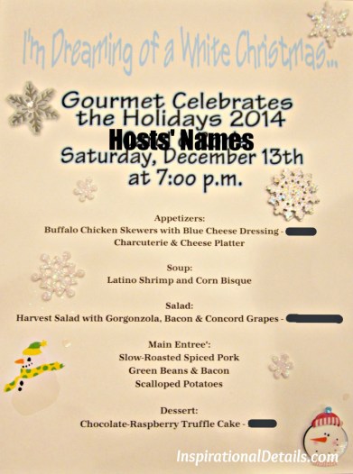 Holiday/Christmas dinner party menu