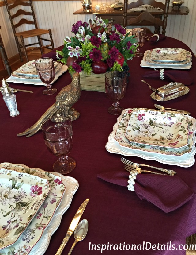 cranberry colored tablescape