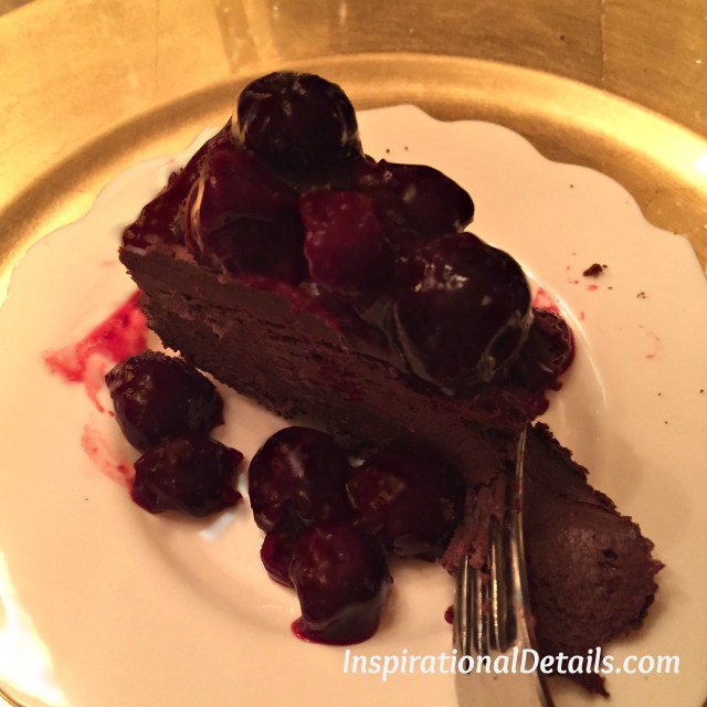 chocolate cheesecake pie with bourbon cherries