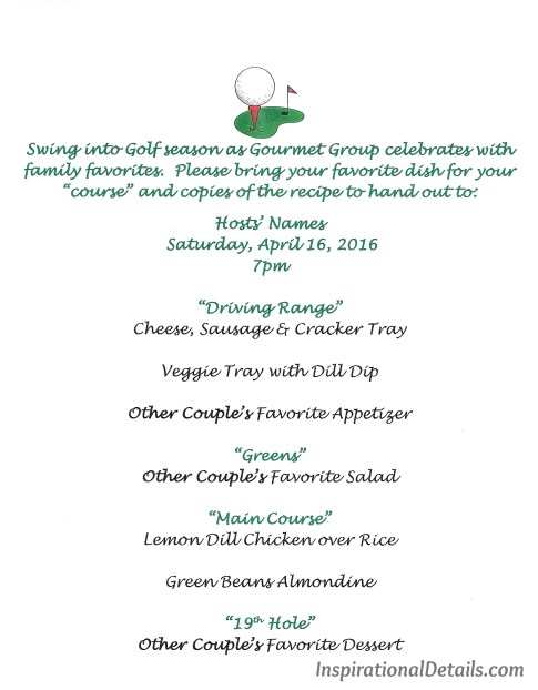 golf theme dinner party ideas