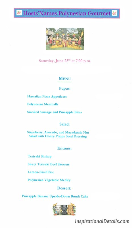 Polynesian/tropical island menu ideas