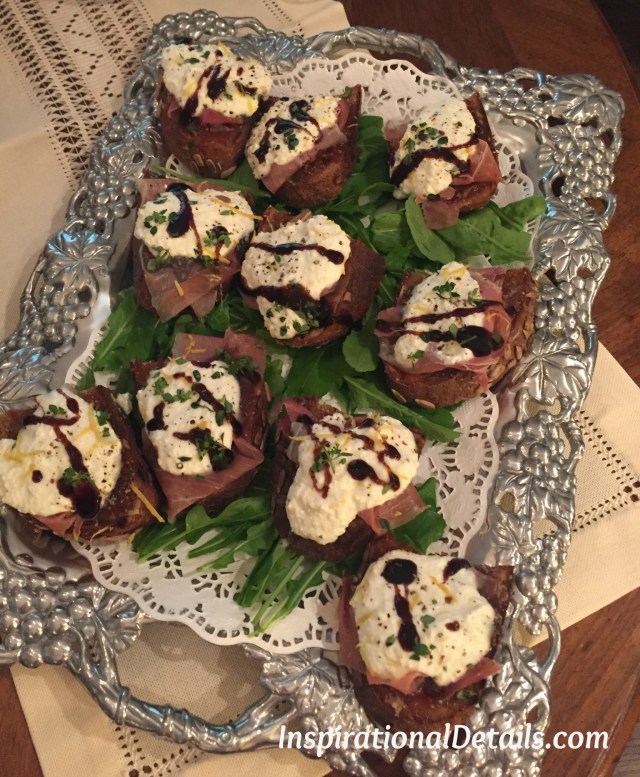 prosciutto & goat cheese with balsamic glaze on toast brunch idea