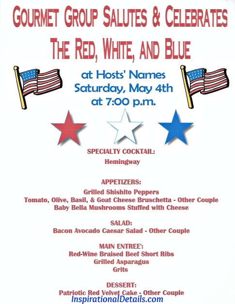 Memorial Day/Fourth of July dinner party menu ideas